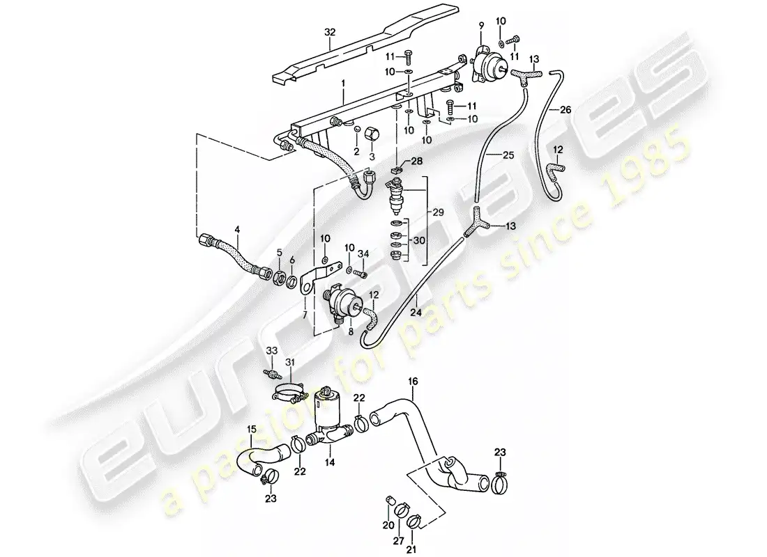 porsche 1988 (944) l-jetronic - 2 diagrama de piezas