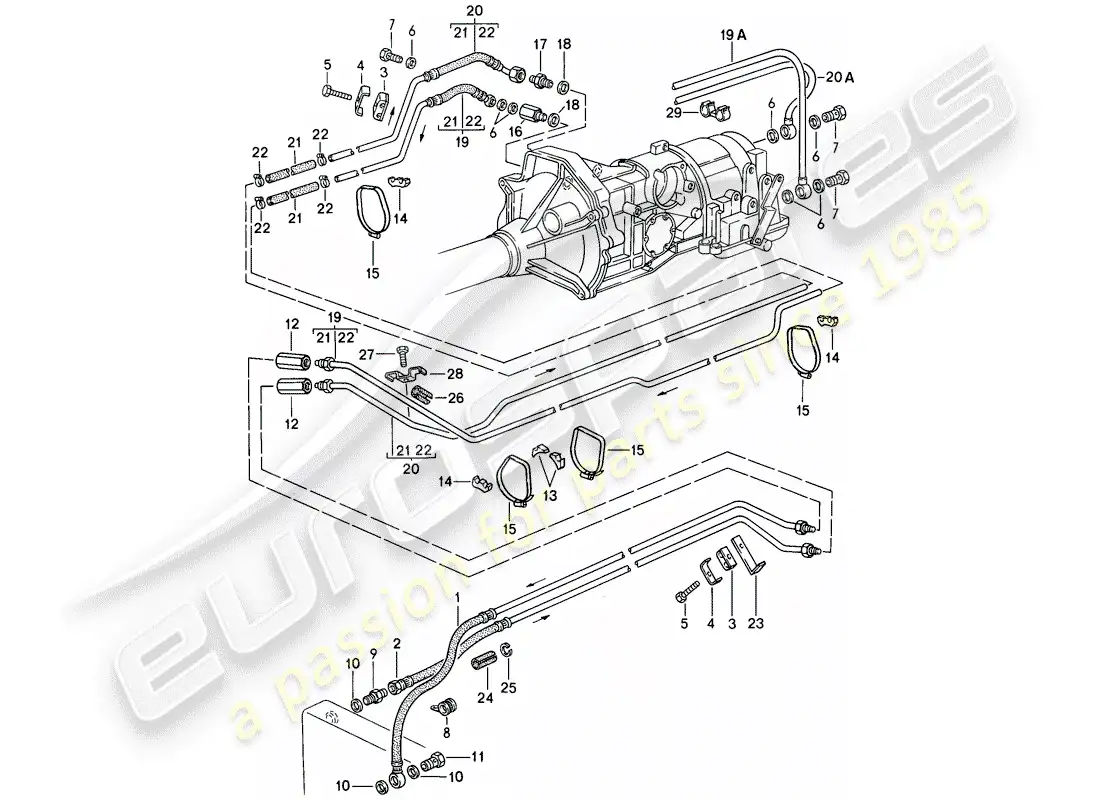 porsche 1988 (944) enfriamiento de aceite - transmisión automática diagrama de piezas