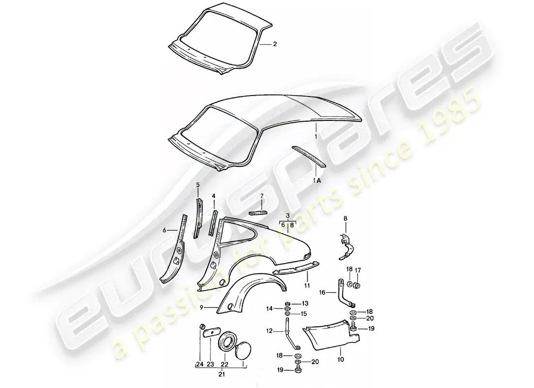 porsche 1981 (911) paneles exteriores - a medida uso material de taller diagrama de piezas