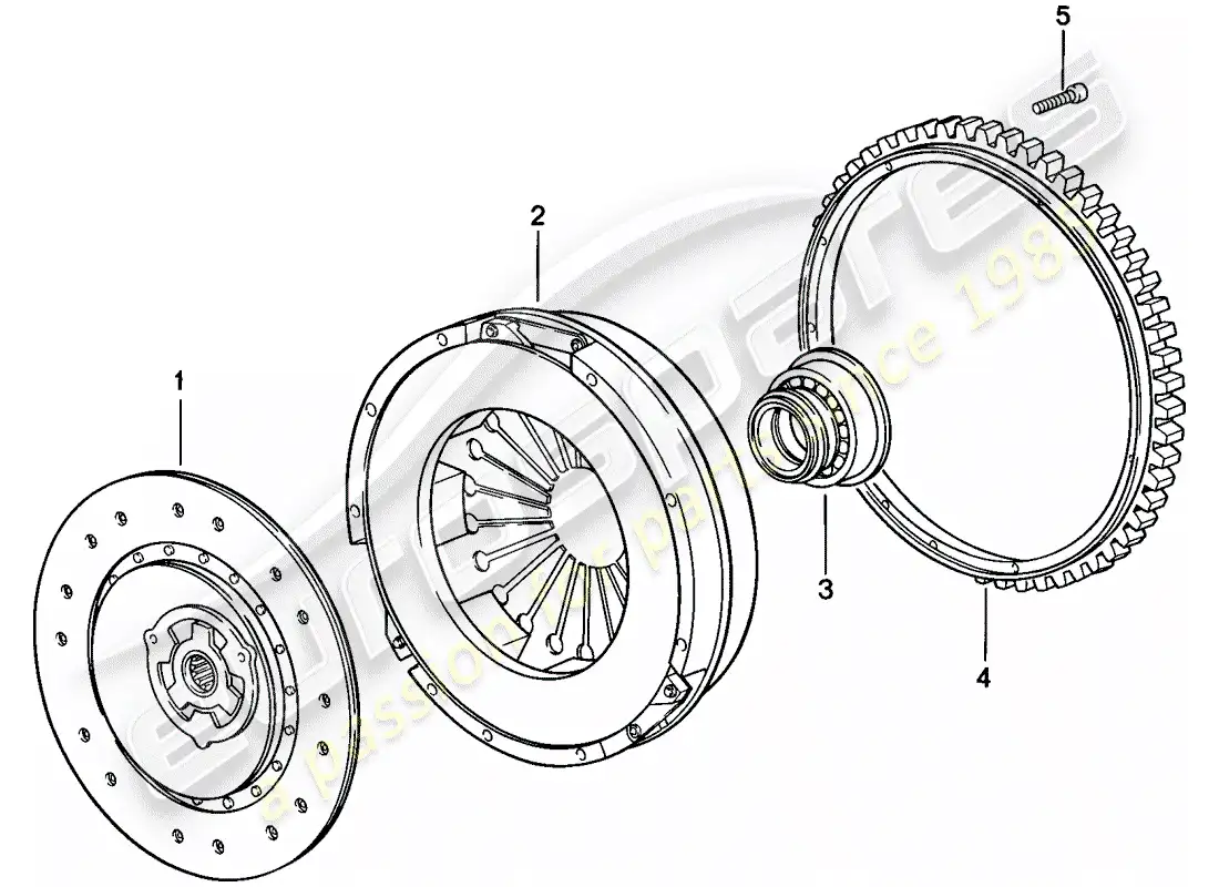 porsche 1987 (924s) embrague diagrama de piezas