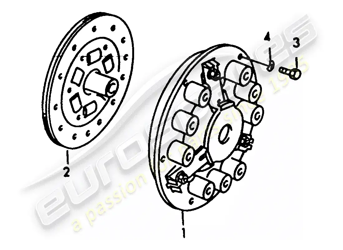 porsche 1958 (356/356a) embrague diagrama de piezas
