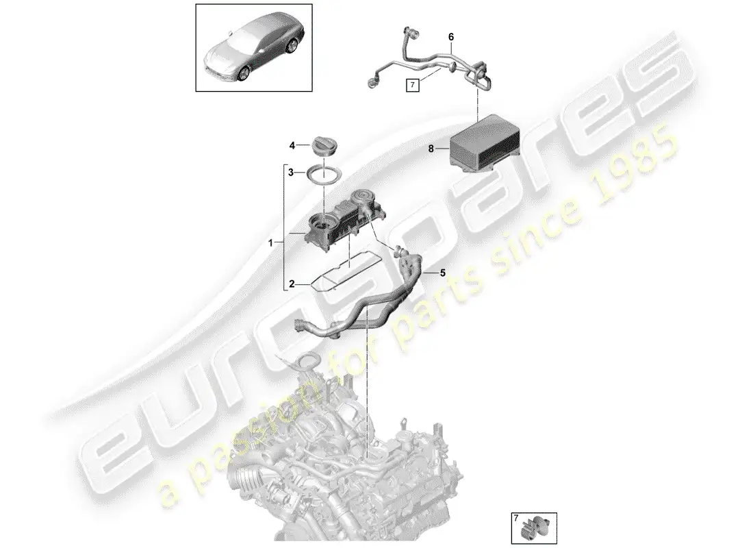 porsche 2020 (panamera 971-1) respiradero del cárter diagrama de piezas