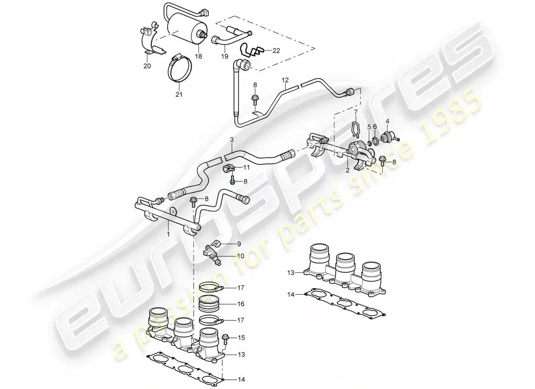 porsche 2008 (997-1 gt3) tubo de recogida de combustible diagrama de piezas