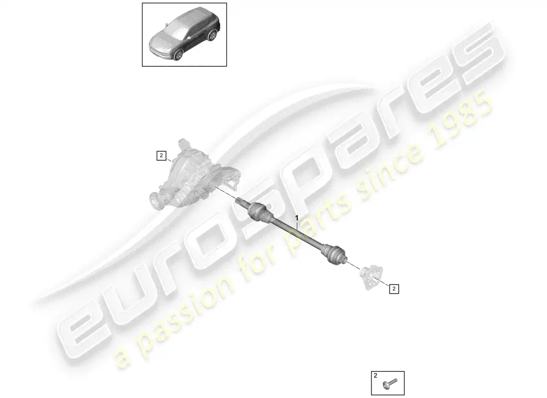 porsche 2019 (cayenne e3 9ya/9yb) eje de accionamiento diagrama de piezas