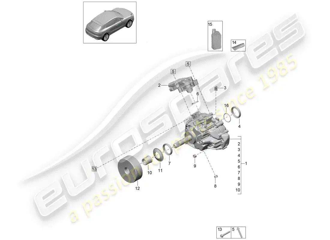 porsche 2019 (macan) caja de transferencia diagrama de piezas