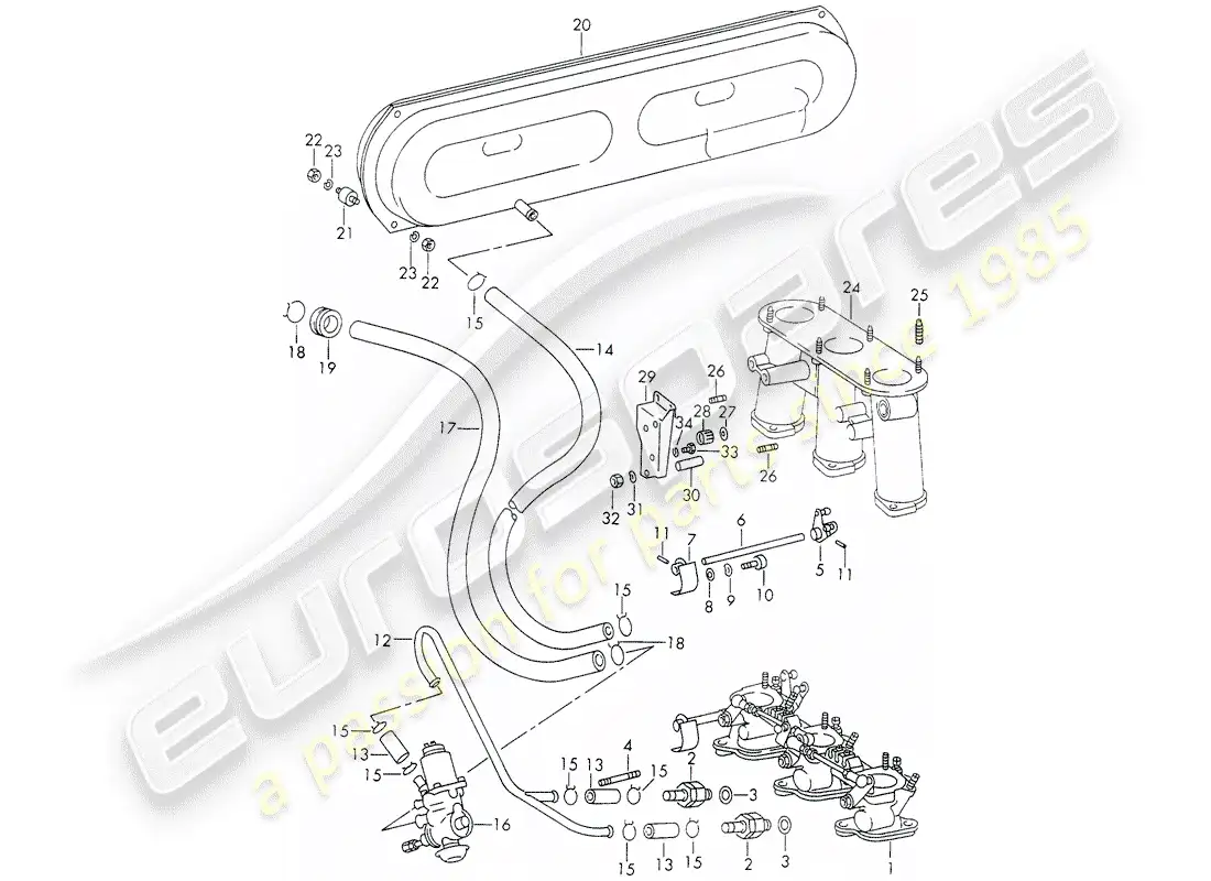 porsche 1972 (911) sistema de vacío - para - embrague liberación - sistema de inyección - d >> - mj 1971 diagrama de piezas