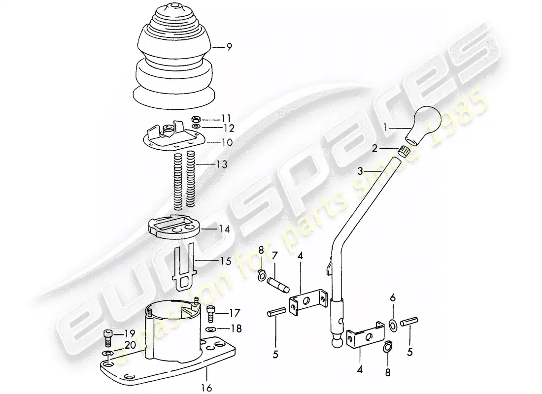 porsche 1972 (911) palanca de cambios - control de la transmisión - 4th/5th engranaje - año del modelo - -73- diagrama de piezas