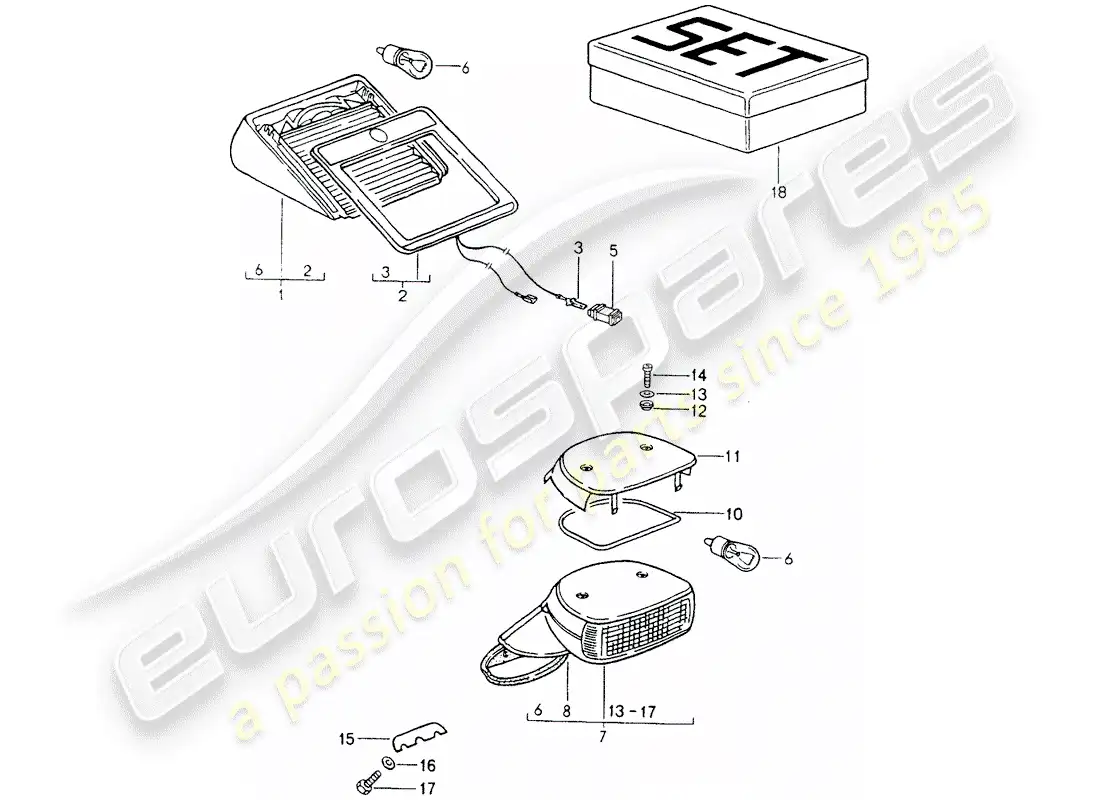 porsche 1992 (964) luz de freno adicional diagrama de piezas