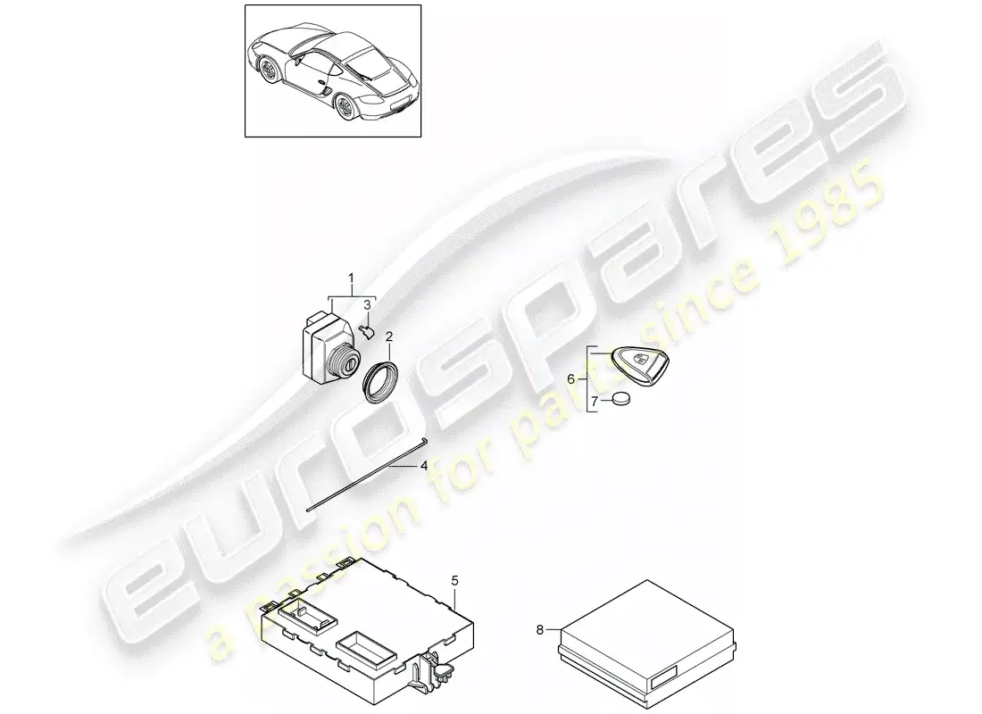 porsche 2011 (987 cayman) unidades de control diagrama de piezas