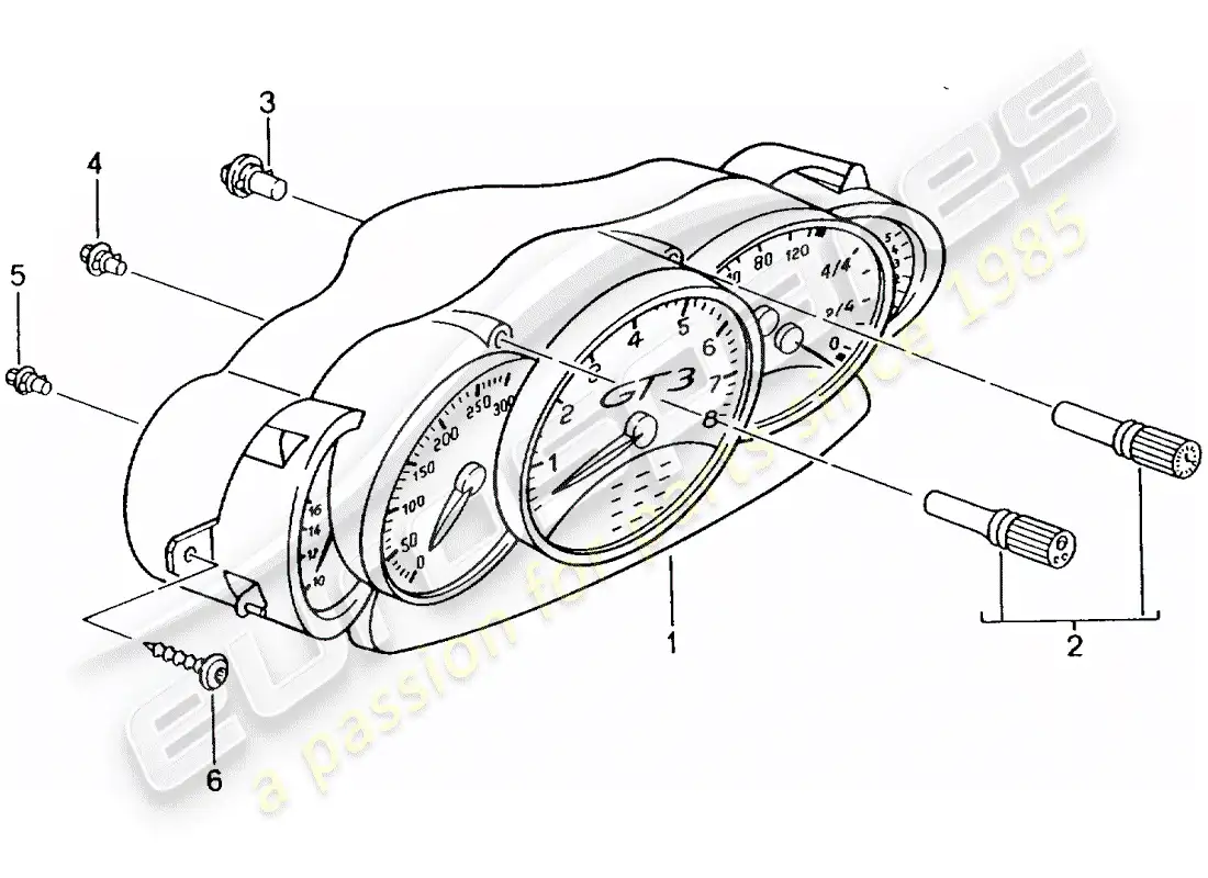 porsche 2004 (996 gt3) instrumentos - completos diagrama de piezas