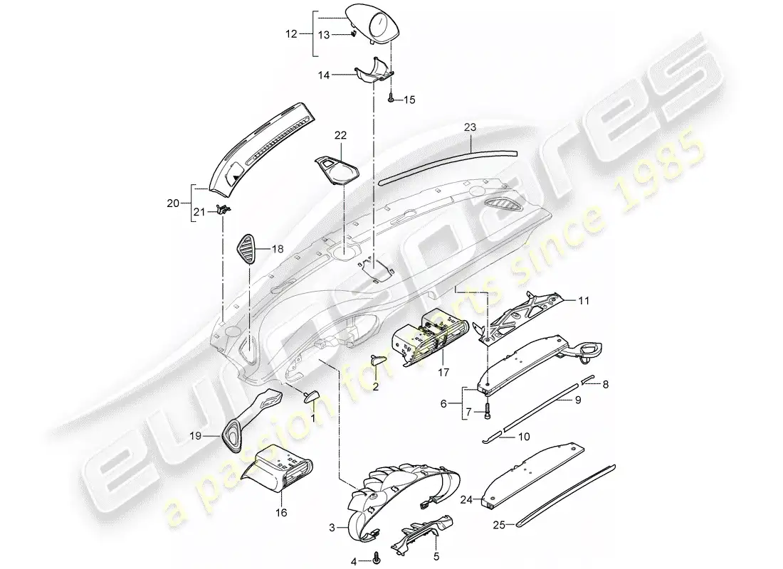 porsche 2007 (997-1 gt3) accesorios diagrama de piezas