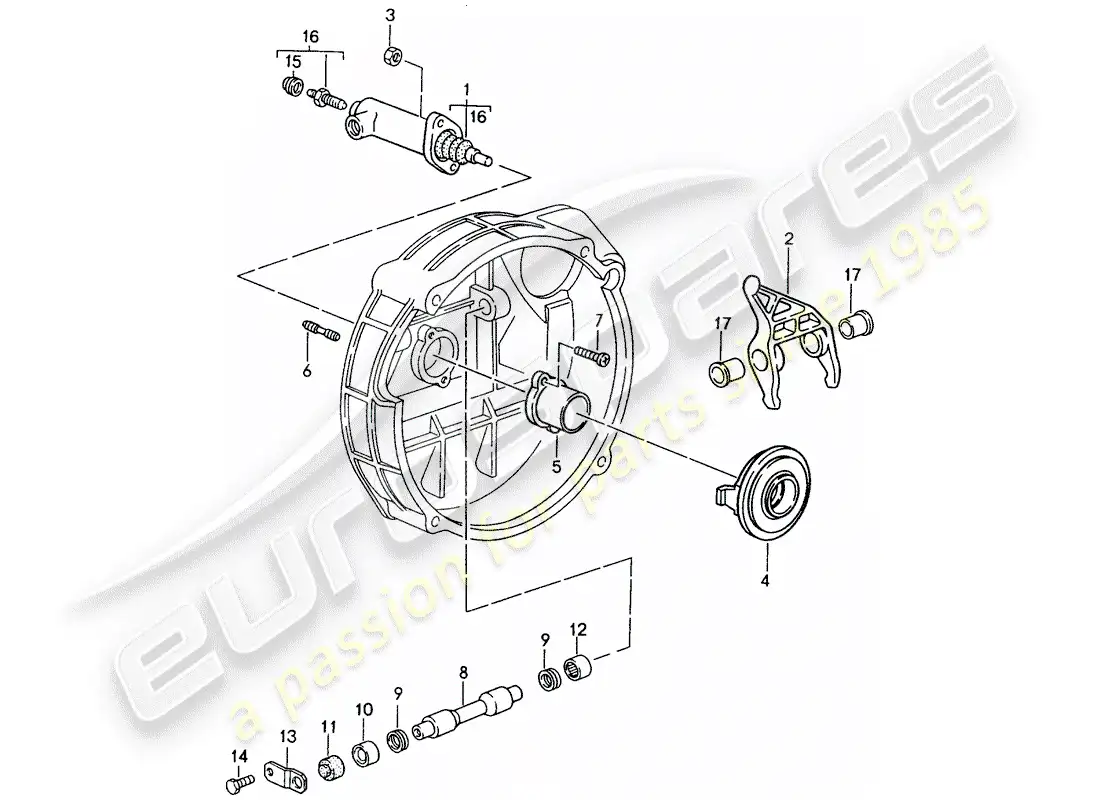 porsche 1998 (993) liberación del embrague diagrama de piezas