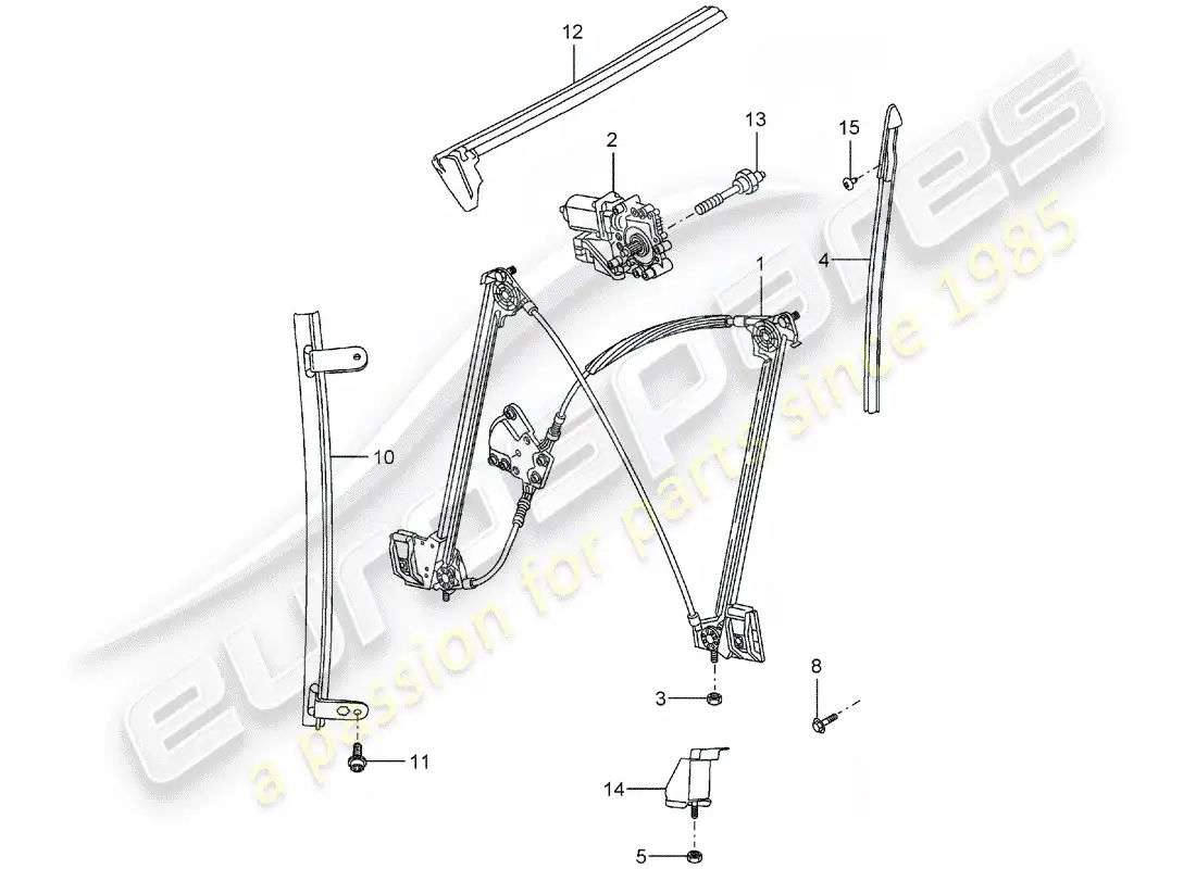 porsche 2005 (carrera gt) diagrama de pieza del regulador de ventana