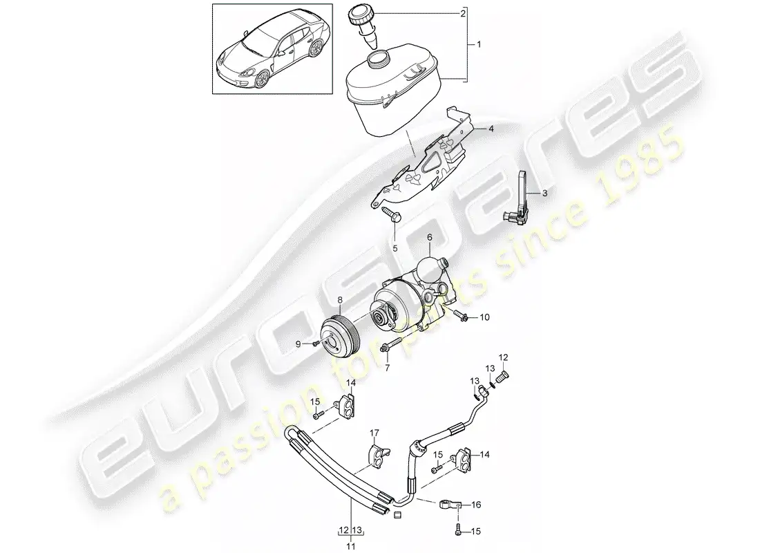 porsche 2012 (panamera 970) dirección asistida diagrama de piezas