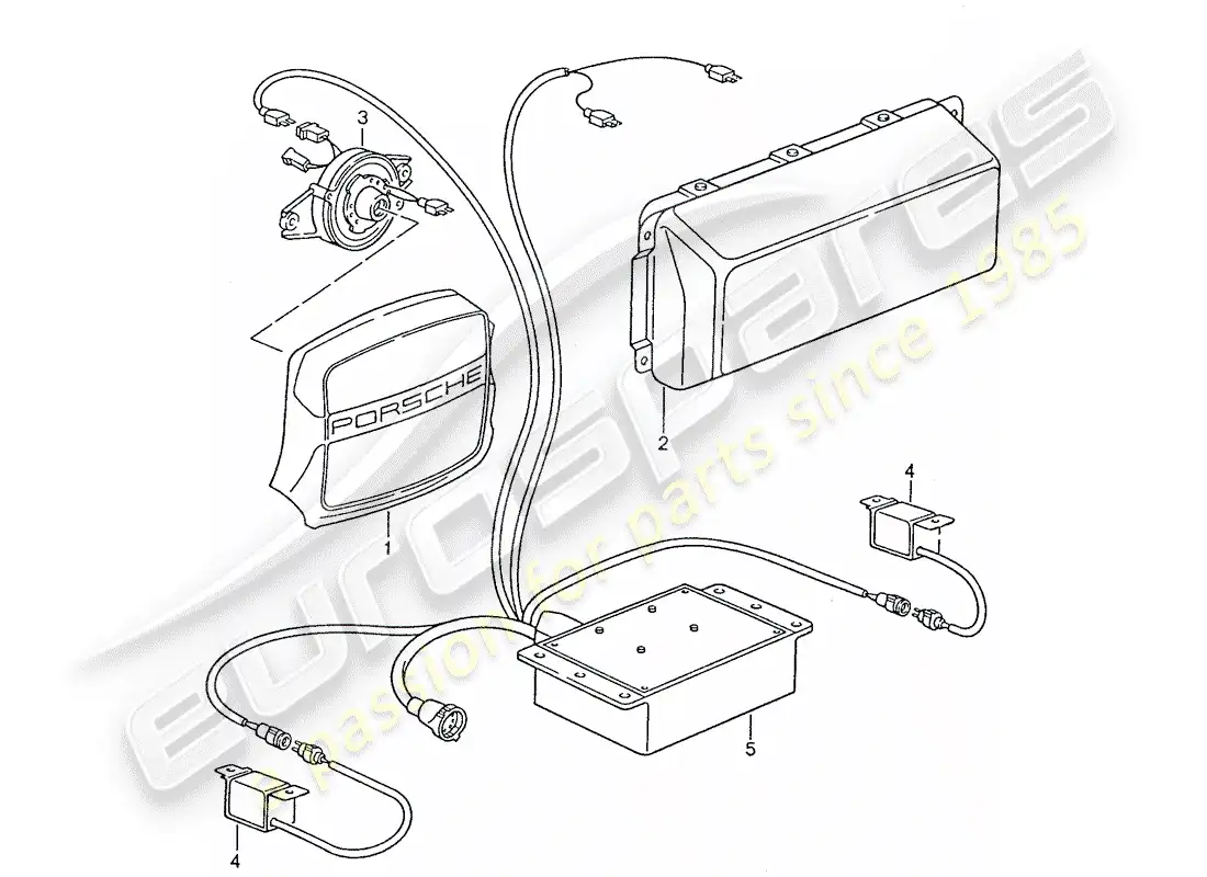 porsche 1989 (928) airbag - unidad de interruptor - d - mj 1990>> diagrama de piezas