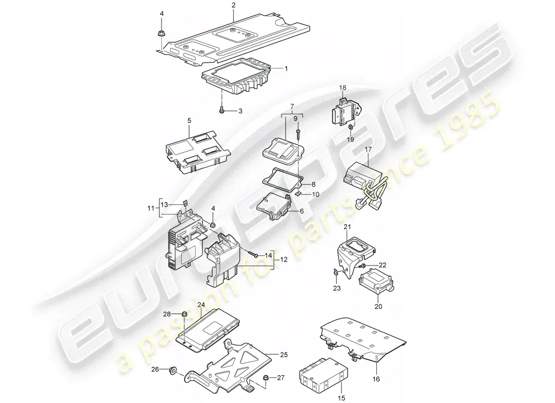porsche 2007 (997-1 gt3) unidades de control diagrama de piezas