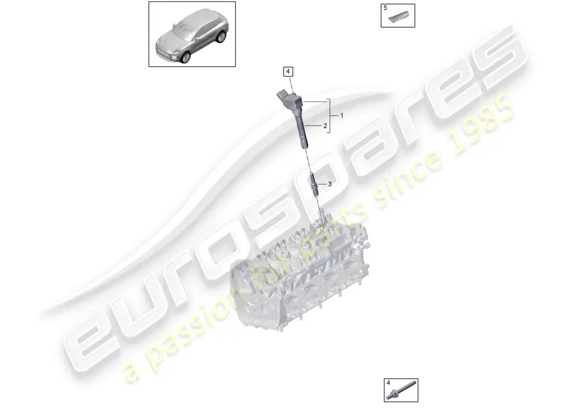 porsche 2020 (macan) culata bobina de encendido diagrama de piezas