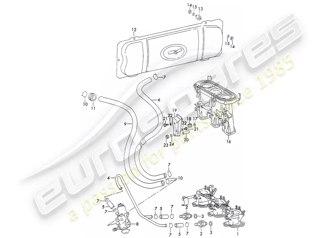 porsche 1971 (911) sistema de vacío - para - embrague liberación - sistema de inyección - para - sportomatic - d - mj 1972>> diagrama de piezas