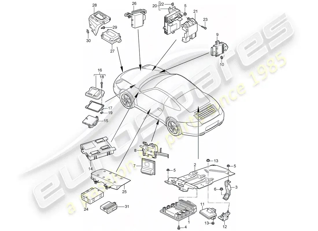 porsche 2012 (997-2) unidades de control diagrama de piezas