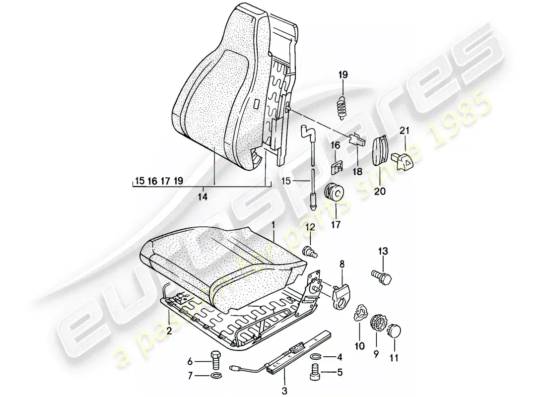 porsche 1983 (944) asiento delantero - piezas individuales diagrama de piezas