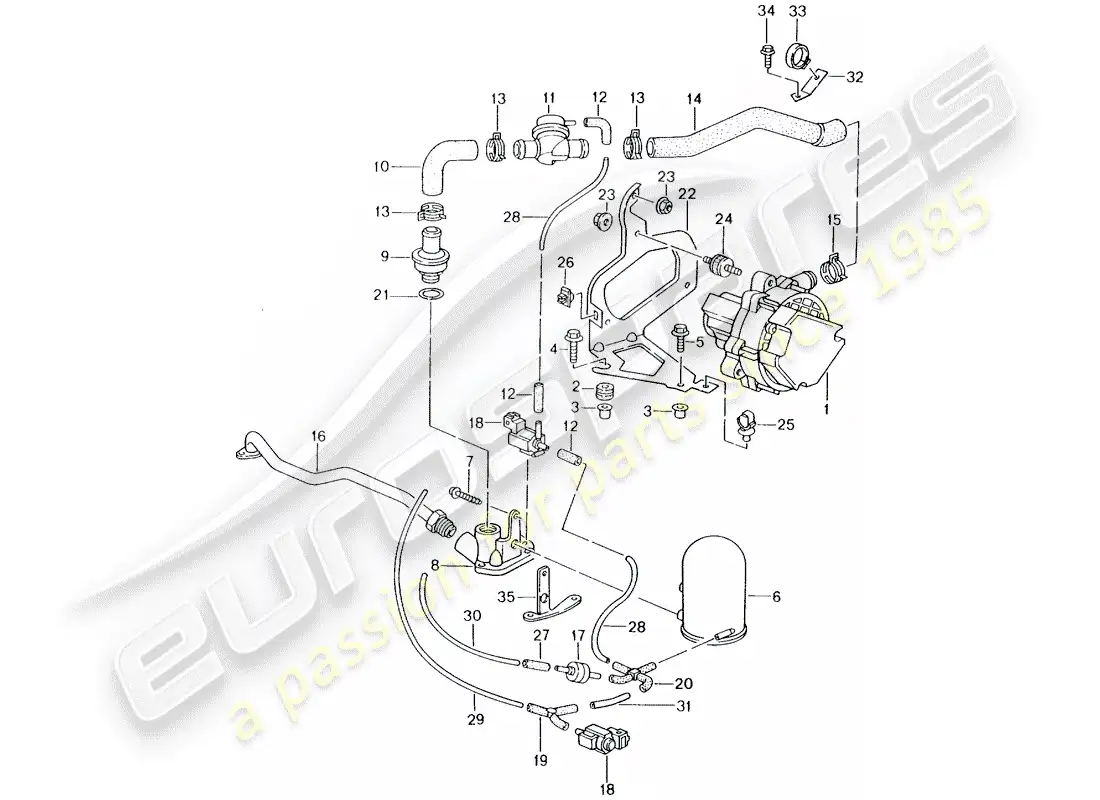 porsche 2002 (996) bomba de aire secundario diagrama de piezas