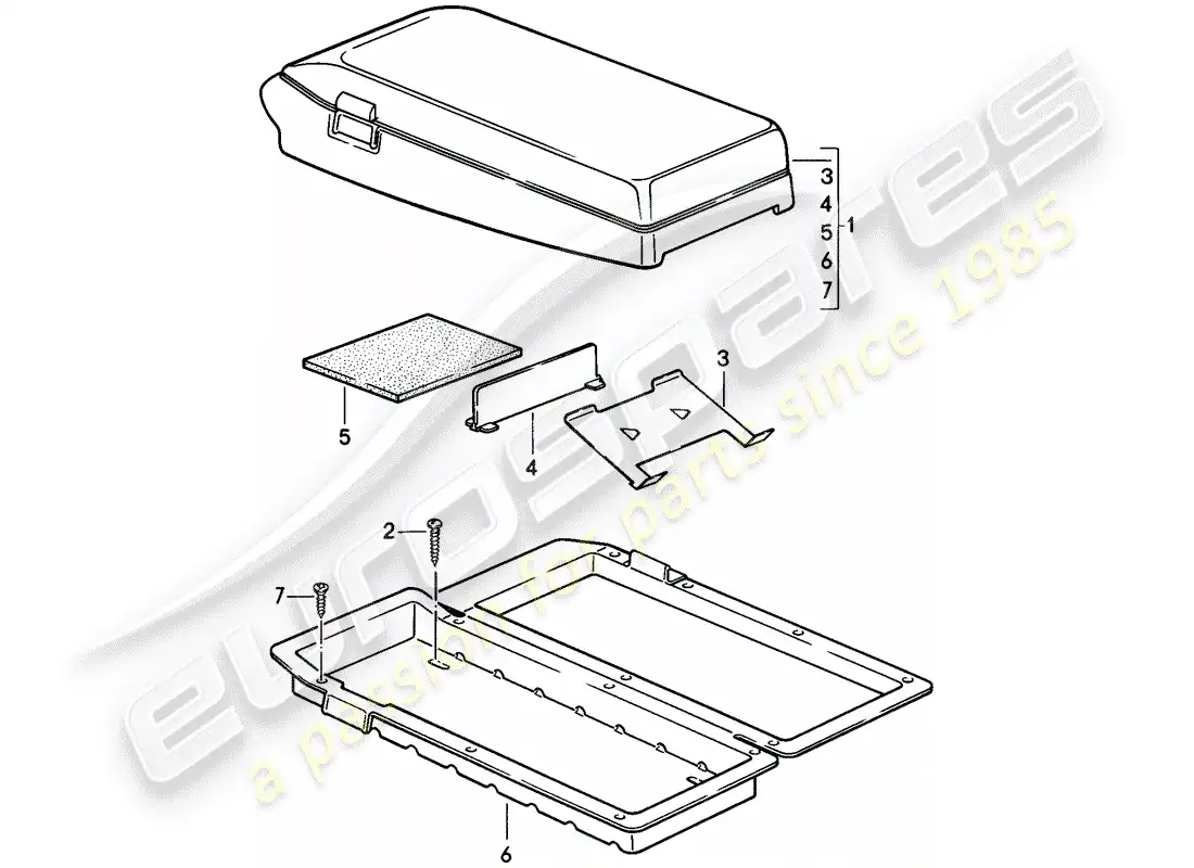 porsche 1982 (944) soporte de cassette diagrama de piezas