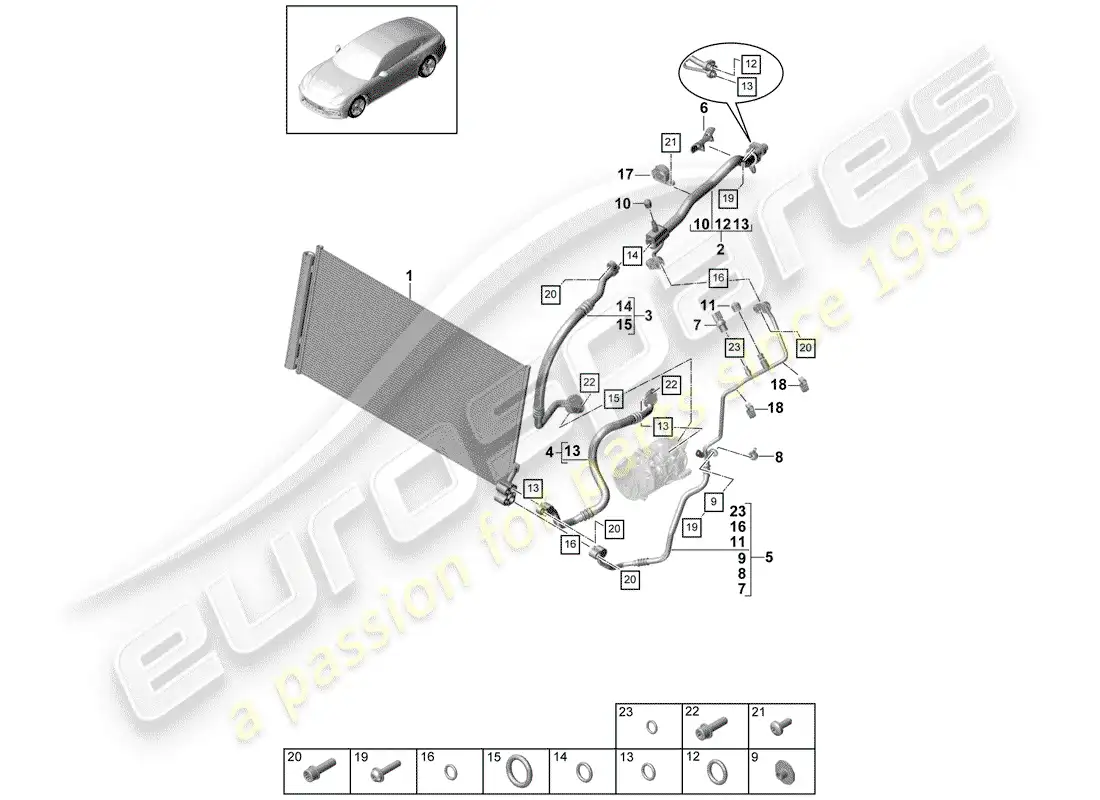 porsche 2017 (panamera 971-1) diagrama de piezas del circuito refrigerante