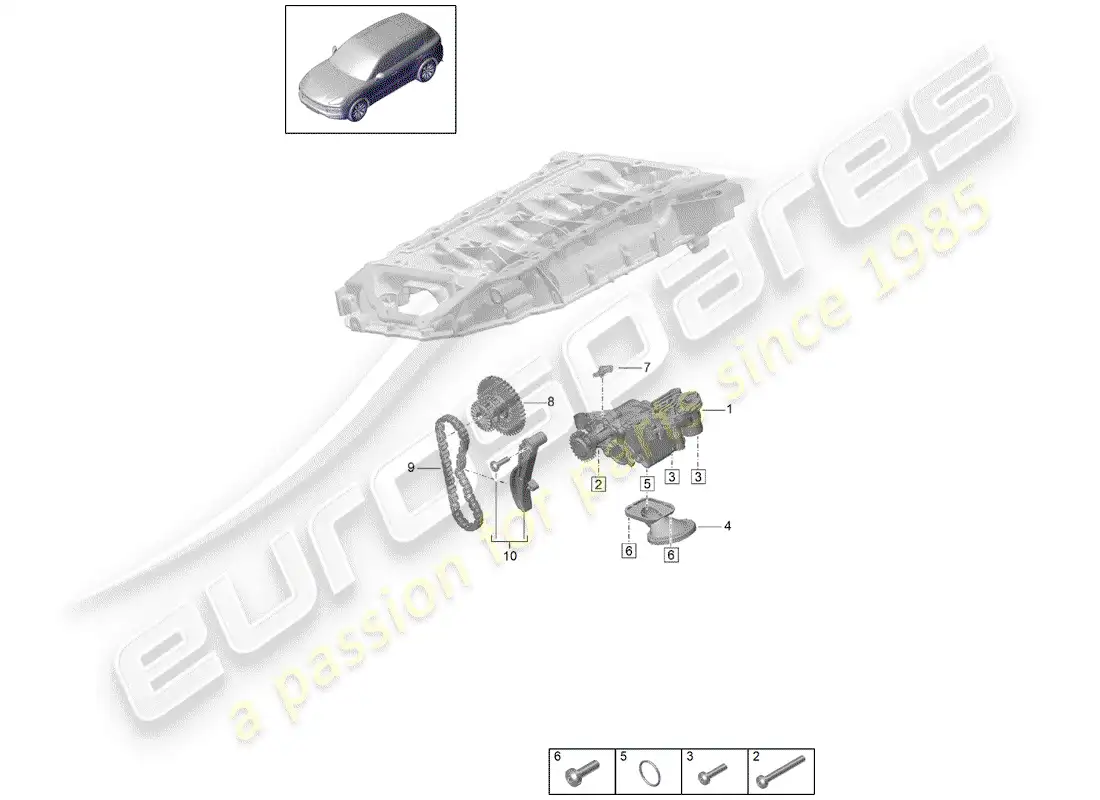 porsche 2018 (cayenne e3 9ya/9yb) bomba de aceite diagrama de piezas