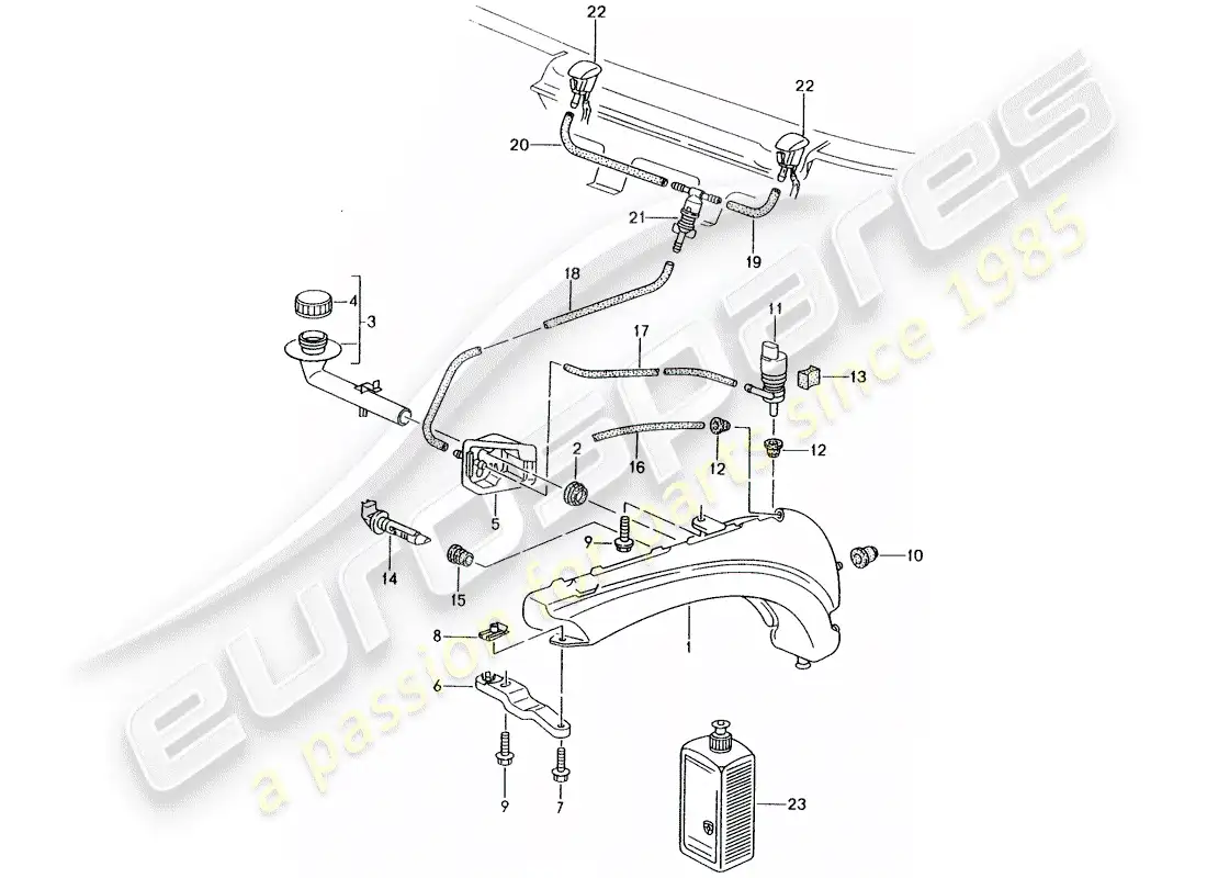 porsche 1999 (996) windshield washer unit diagrama de piezas