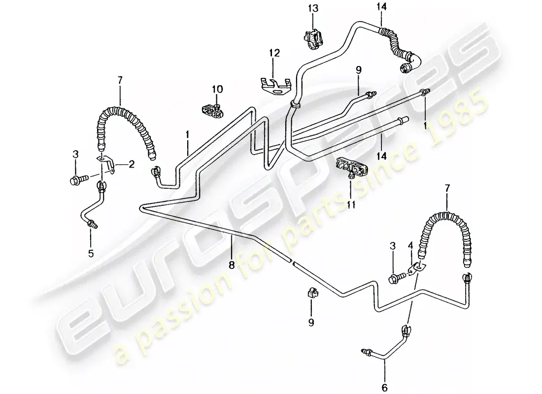 porsche 2000 (986 boxster) tubo de freno - bajos - eje trasero - tubo de aspiración diagrama de piezas