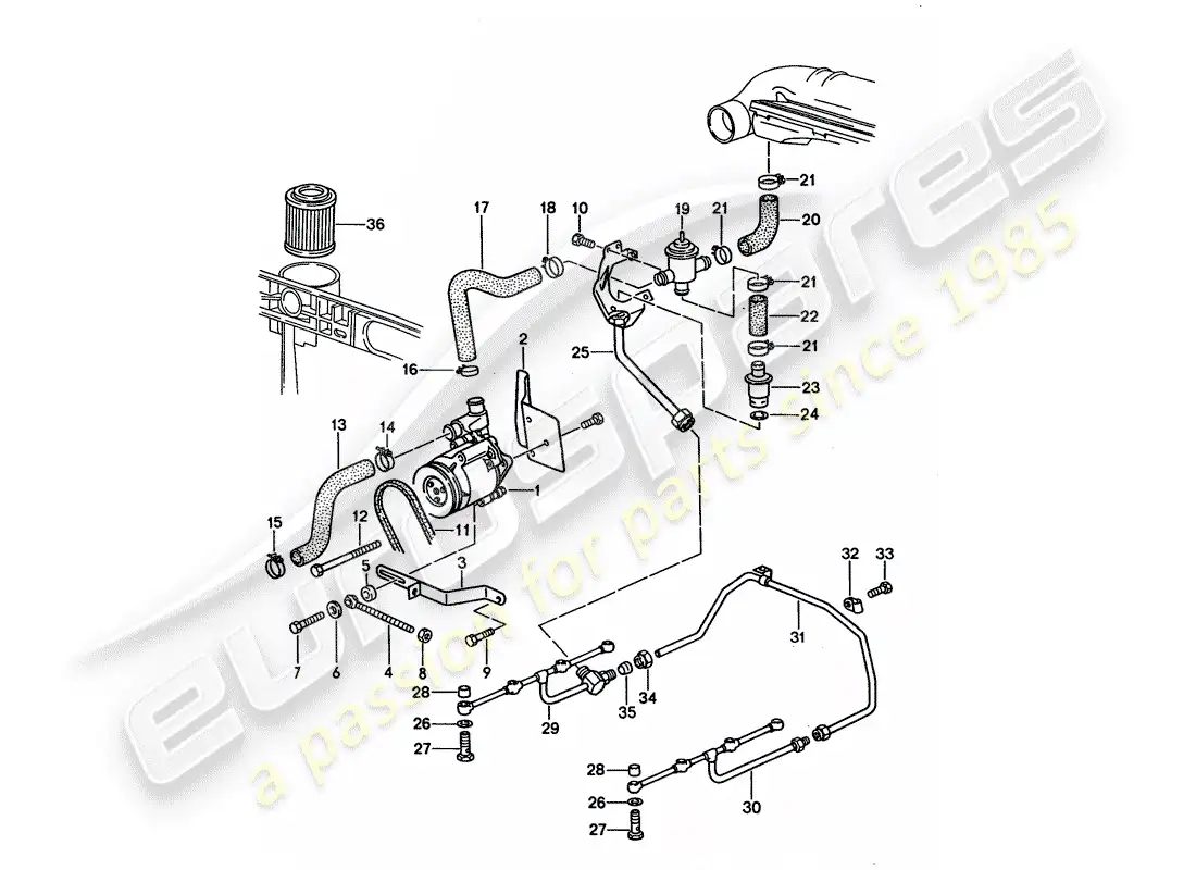 porsche 1994 (928) inyección de aire - para coches sin - catalizador diagrama de piezas