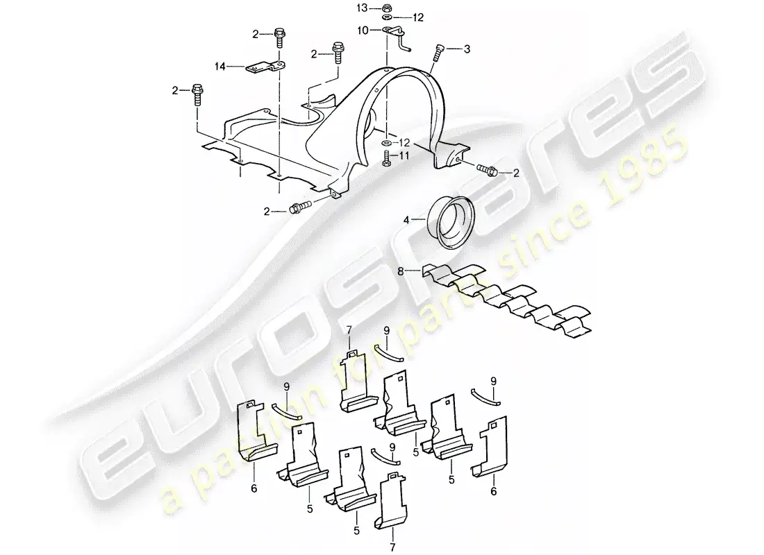 porsche 1987 (959) ducto de aire diagrama de piezas