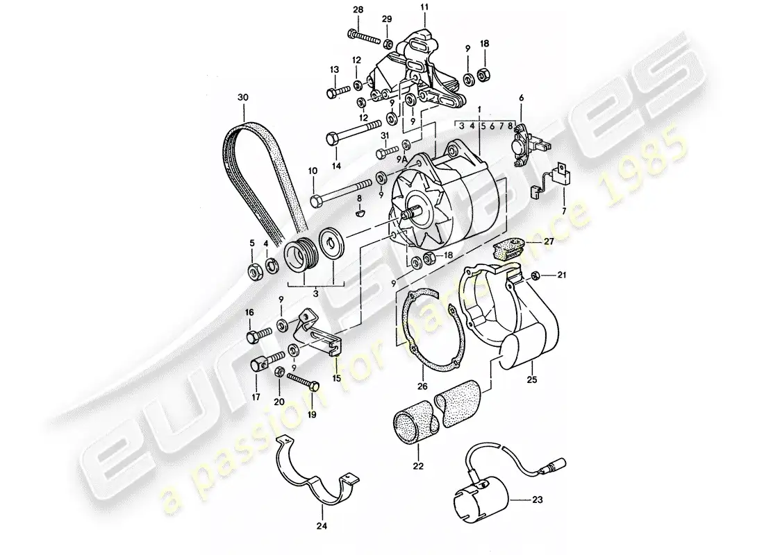 porsche 1994 (928) alternador diagrama de piezas