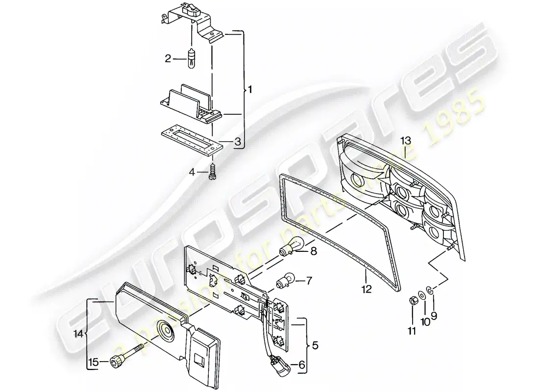 porsche 1984 (944) luz de matrícula - luz trasera diagrama de piezas