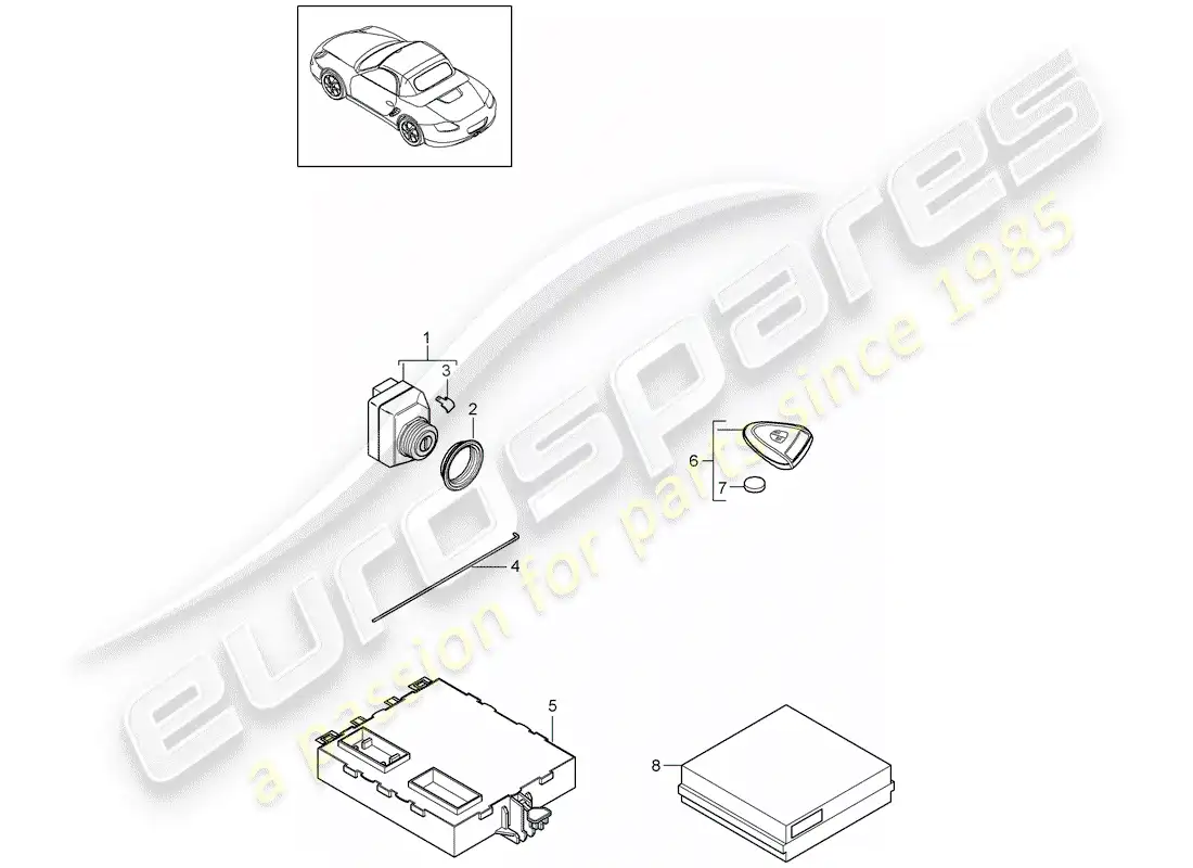 porsche 2009 (987 boxster) unidades de control diagrama de piezas