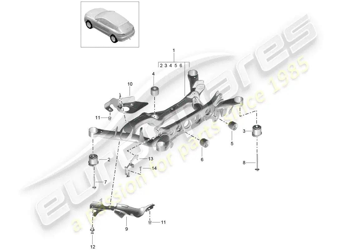 porsche 2016 (macan) eje posterior diagrama de piezas