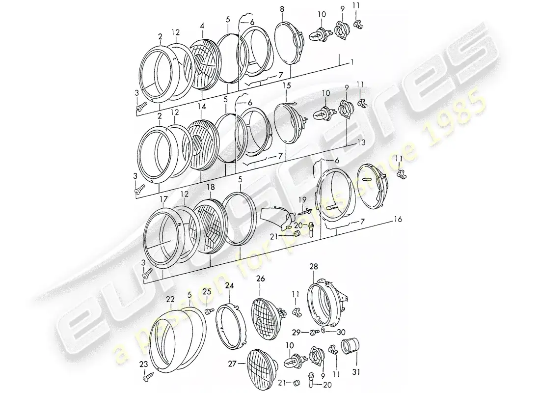 porsche 1966 (911/912) faro - d - mj 1969>> - mj 1969 diagrama de piezas