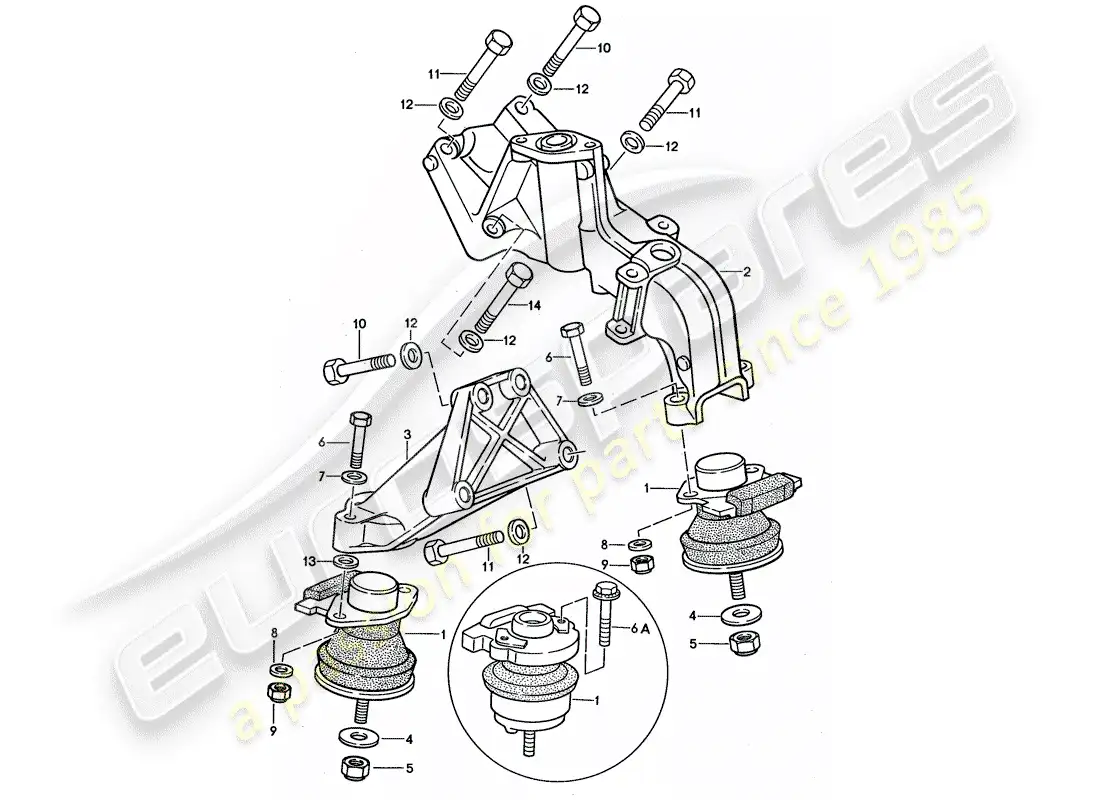 porsche 1989 (944) suspensión del motor diagrama de piezas