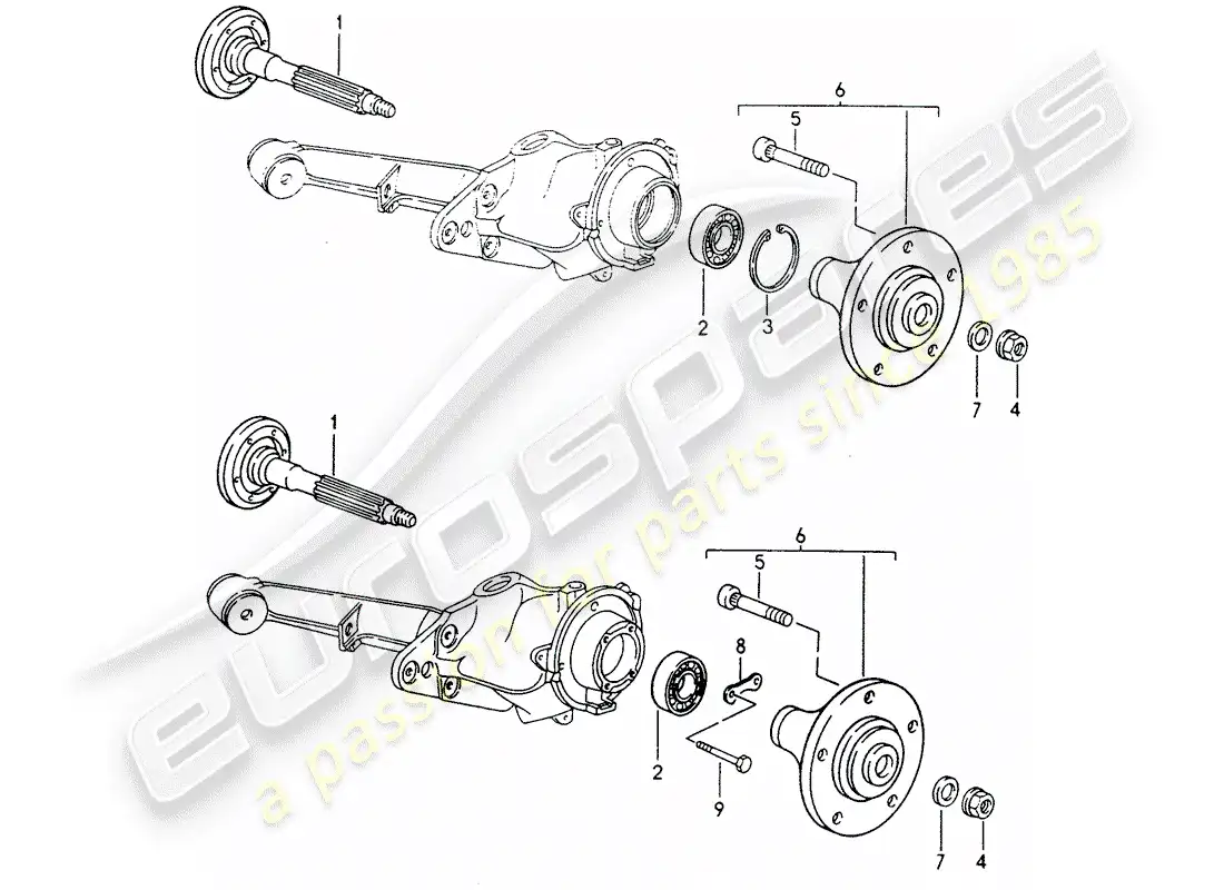 porsche 1992 (968) eje de rueda trasera - lubricantes diagrama de piezas