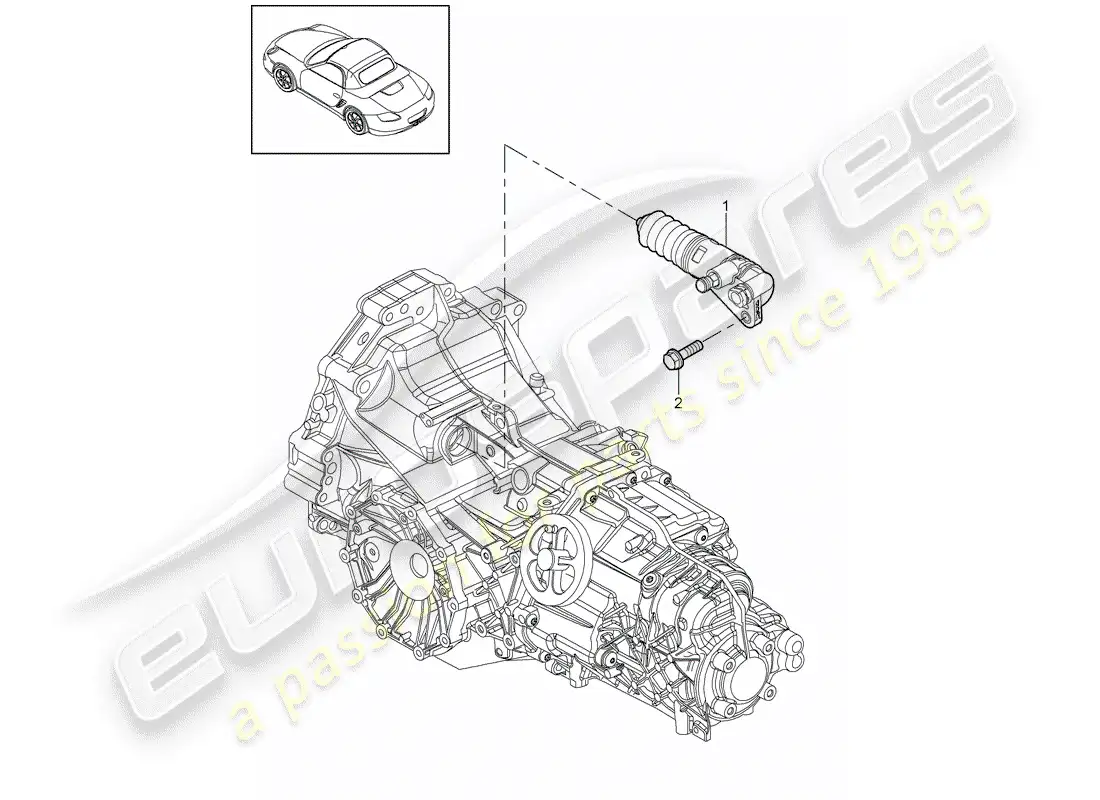 porsche 2012 (987 boxster) liberación del embrague diagrama de piezas