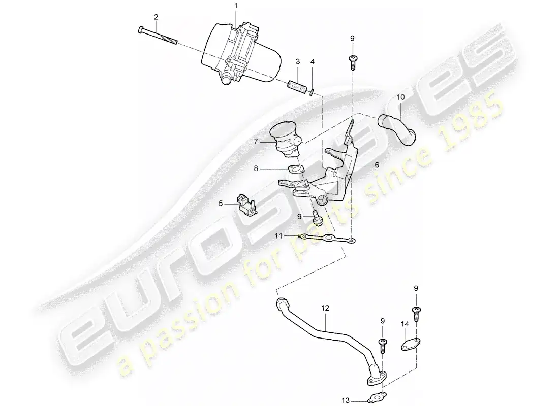 porsche 2007 (987 boxster) inyección de aire diagrama de piezas