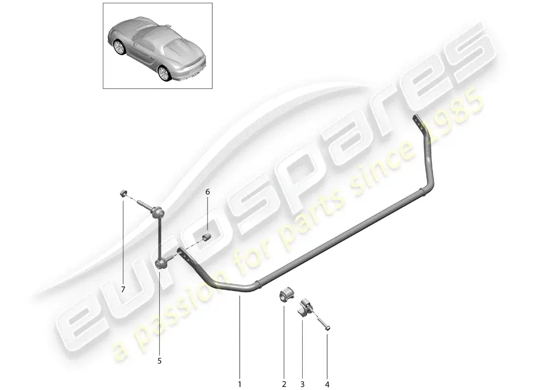 porsche 2016 (981 boxster spyder) estabilizador diagrama de piezas