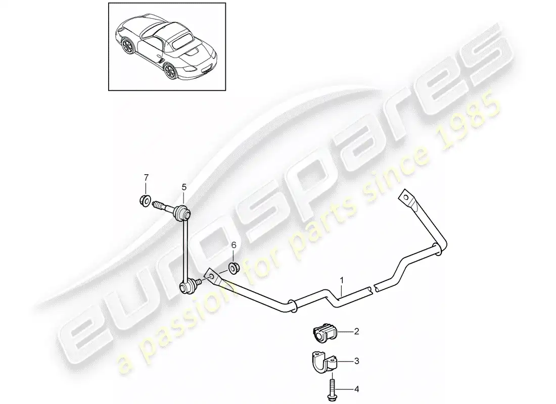 porsche 2011 (987 boxster) estabilizador diagrama de piezas