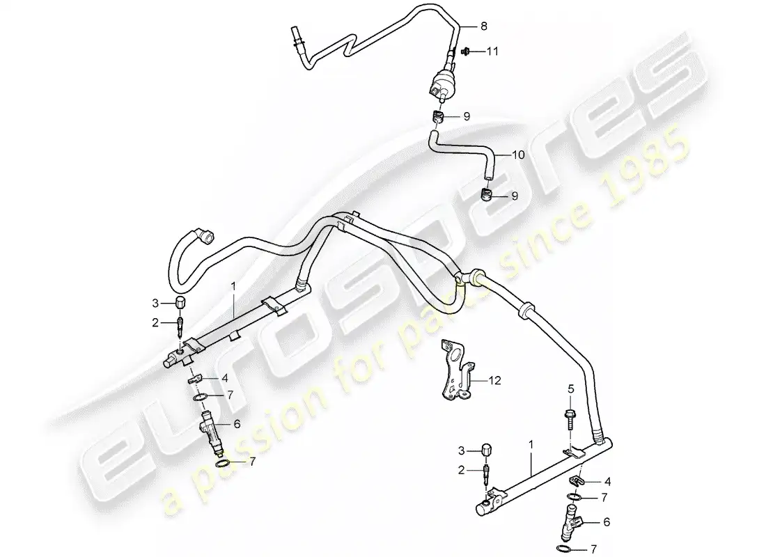 porsche 2007 (987 boxster) tubo de recogida de combustible diagrama de piezas
