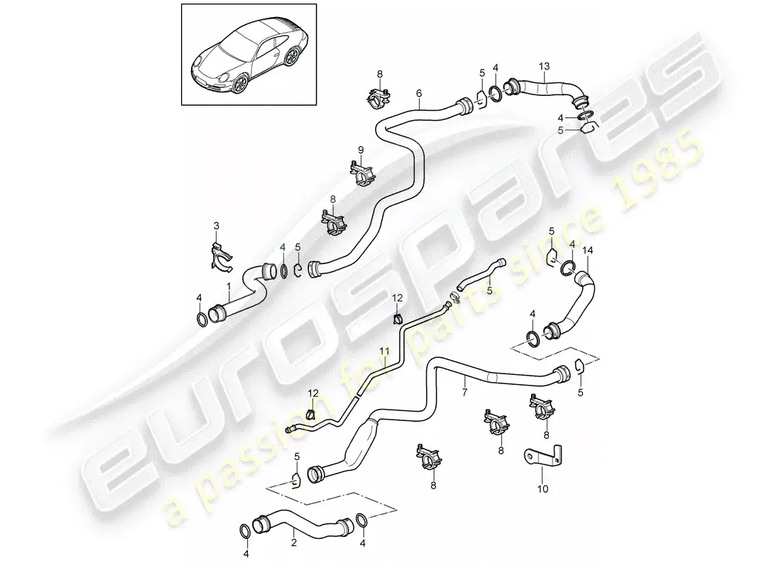 porsche 2010 (997-2) water cooling 1 diagrama de piezas