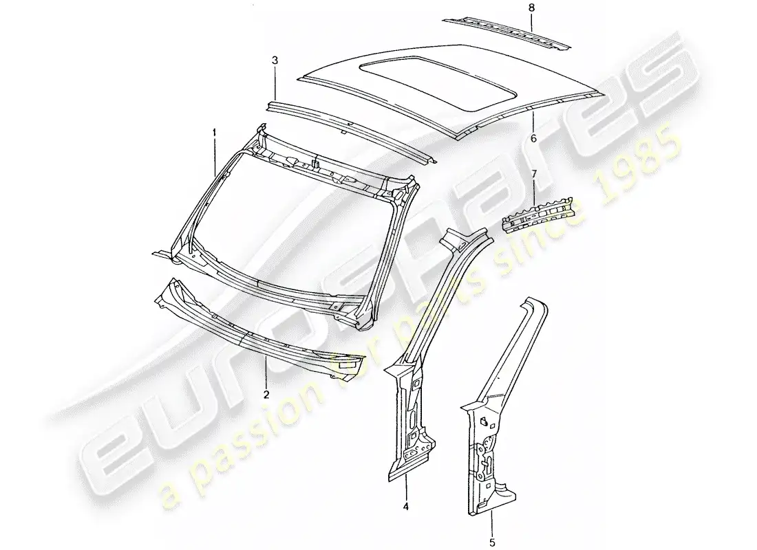 porsche 2004 (996 turbo / gt2) capucha diagrama de piezas