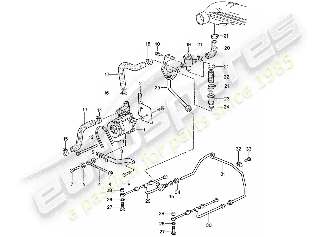 porsche 1991 (928) inyección de aire - para coches sin - catalizador diagrama de piezas