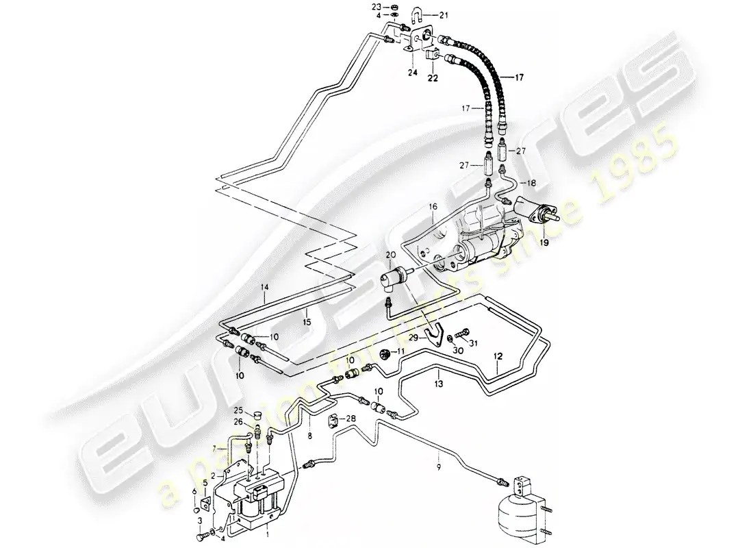 porsche 1989 (964) control de bloqueo diagrama de piezas