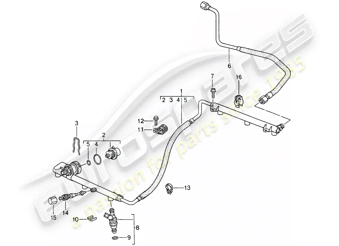 porsche 1997 (993) l-jetronic - líneas diagrama de piezas