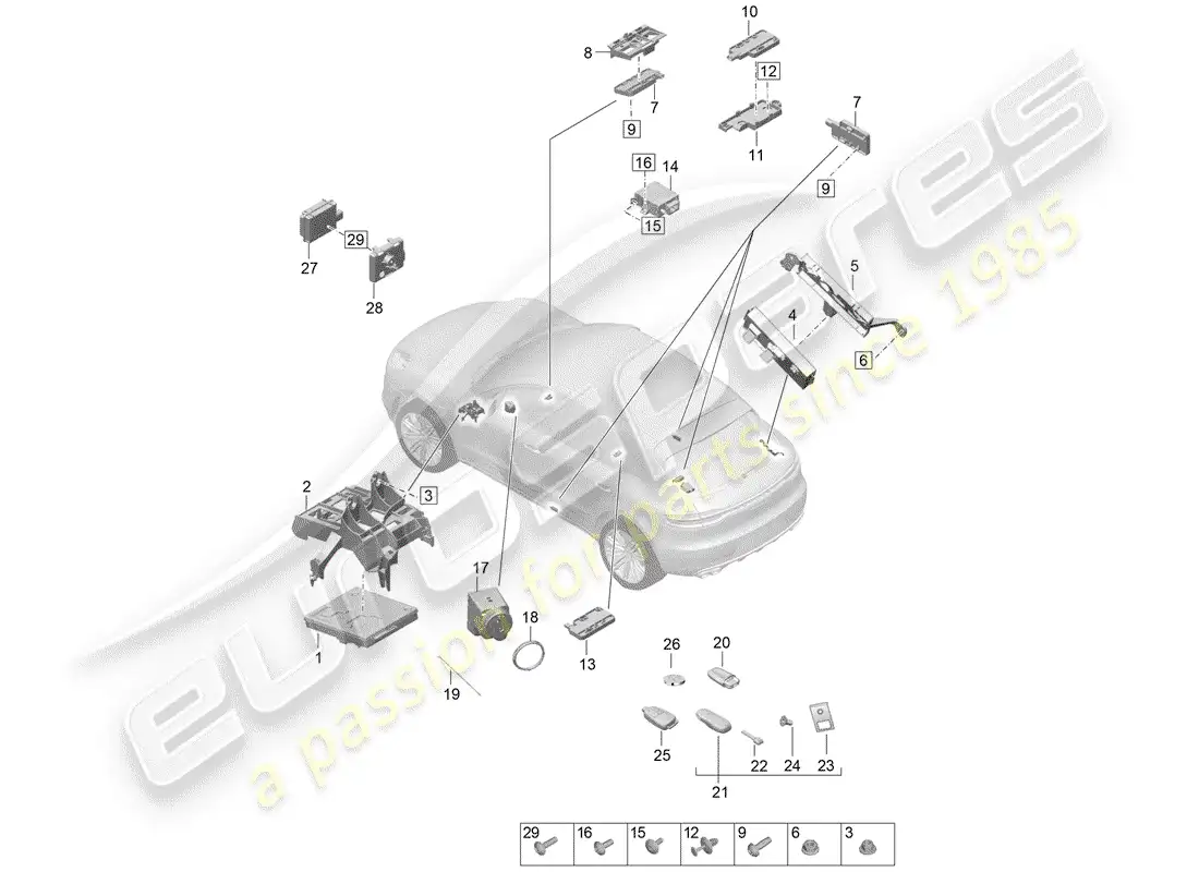 porsche 2019 (macan) unidades de control diagrama de piezas